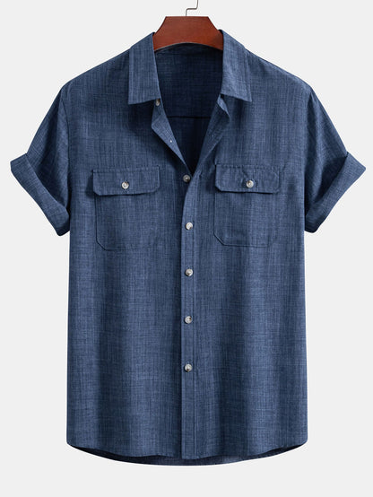 Textured Button Up Shirt With Two Pockets