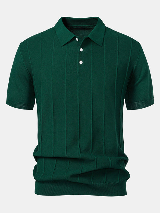Stripe Jacquard Knit Polo Shirt