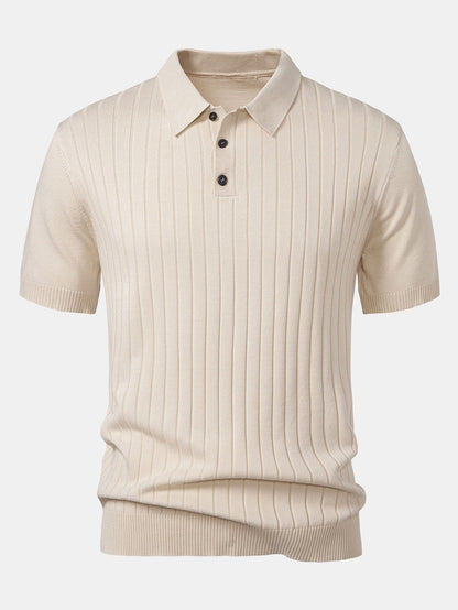 Stripe Knit Polo Shirt