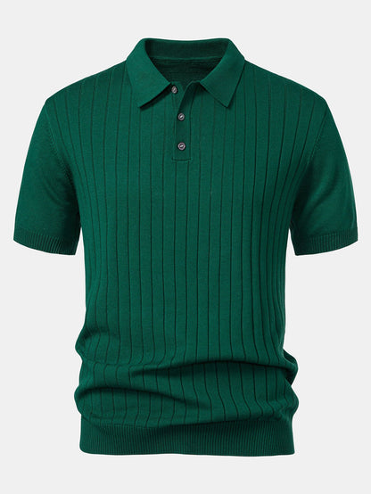 Stripe Knit Polo Shirt
