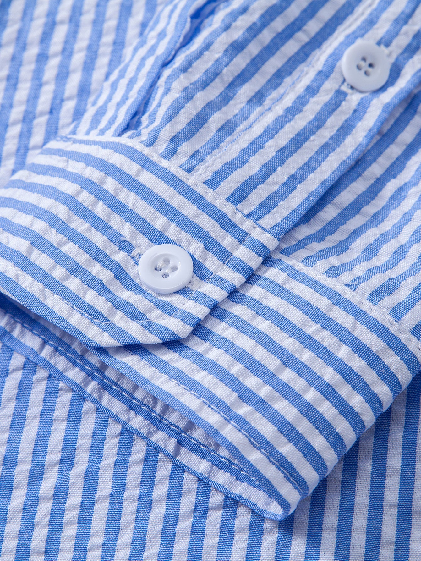 Seersucker Striped Stand Collar Shirt