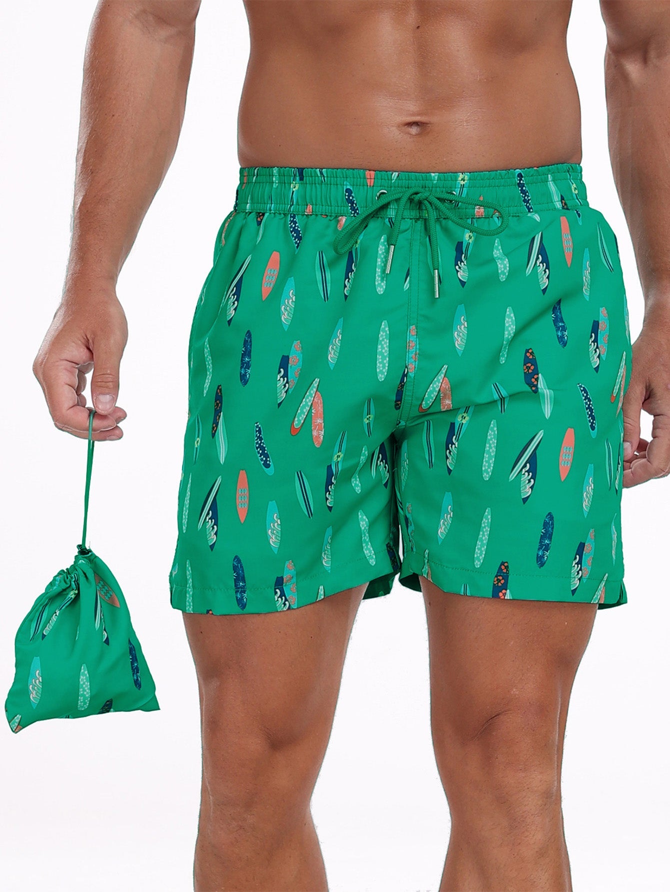 Stowable Surfboard Print  Swim Shorts