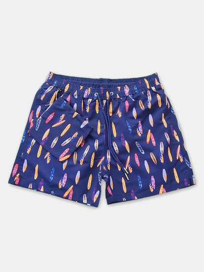 Stowable Surfboard Print  Swim Shorts