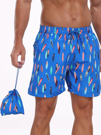 Stowable Surfboard Print  Swim Shorts