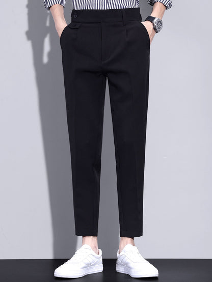 Slim Fit Tapered Cropped Trousers
