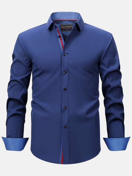 Long Sleeve Contrast Button Up Dress Shirt