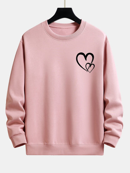 Doodle Heart Print Relax Fit Sweatshirt