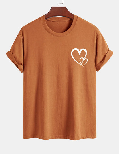 Regular Fit Heart Print Cotton T-Shirt
