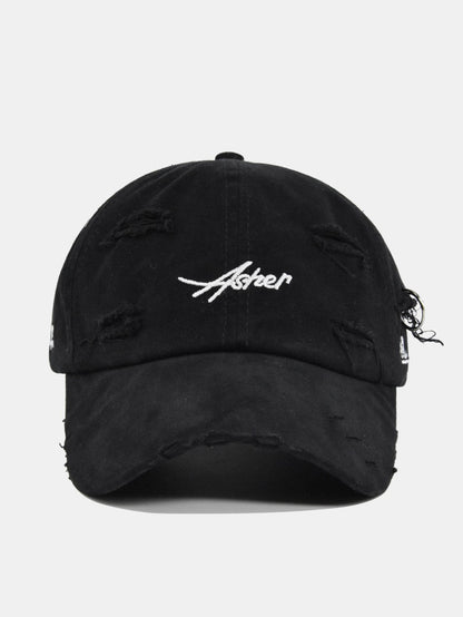 Retro Asher Embroidery Washed Distressed Baseball Cap