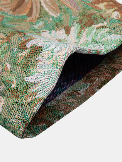 Painted Floral Jacquard Cuban Shirt