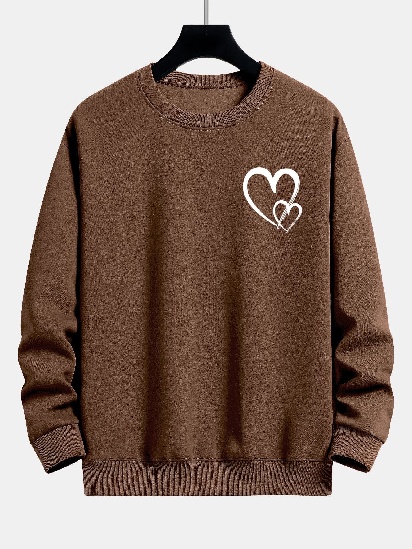 Doodle Heart Print Relax Fit Sweatshirt
