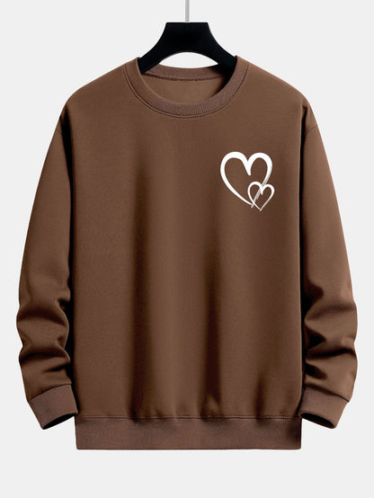 Doodle Heart Print Relax Fit Sweatshirt