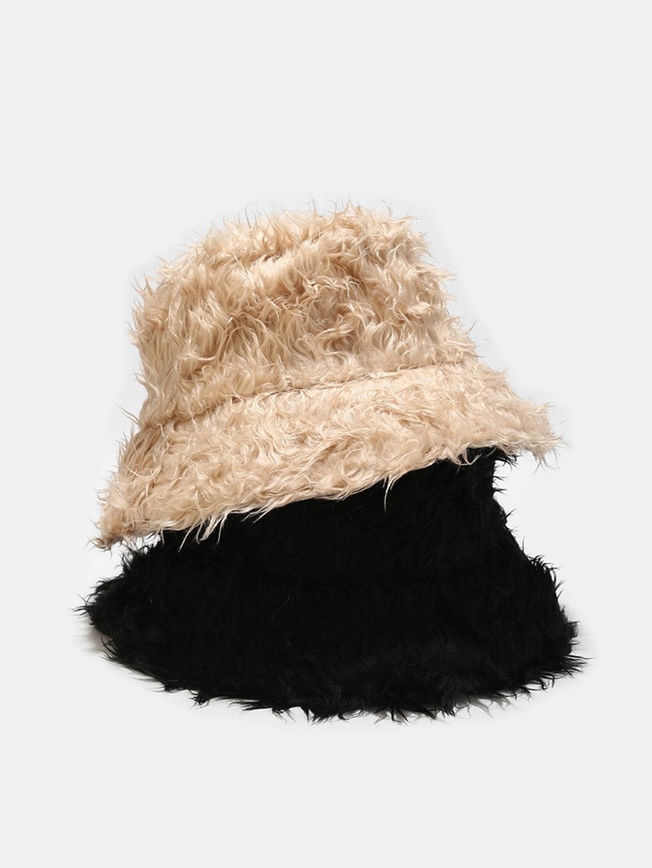 Solid Color Faux Fur Plush Bucket Hat