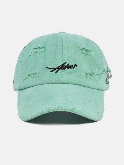 Retro Asher Embroidery Washed Distressed Baseball Cap