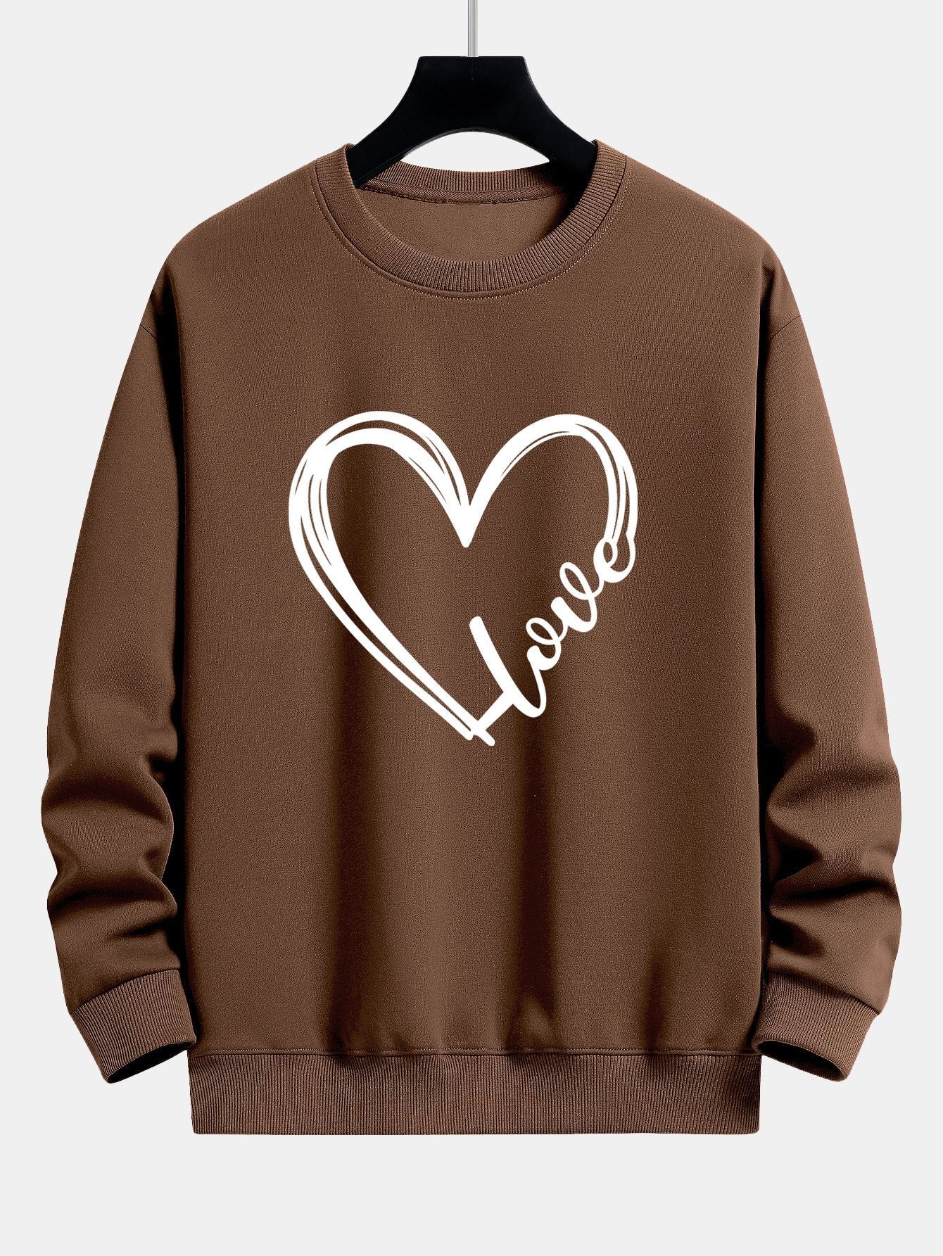 Doodle Heart Print Relax Fit Sweatshirt