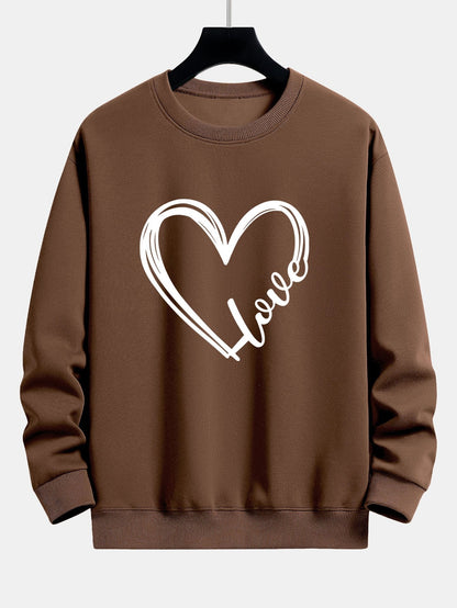 Doodle Heart Print Relax Fit Sweatshirt