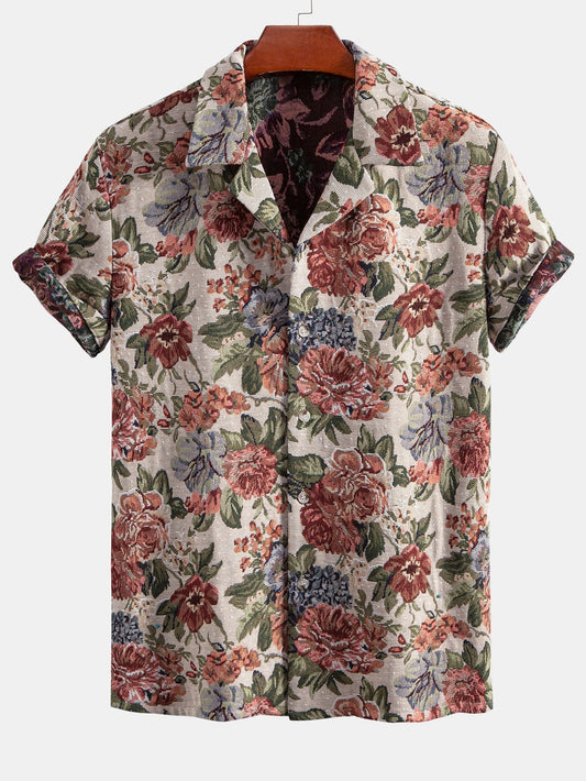 Floral Jacquard Cuban Shirt