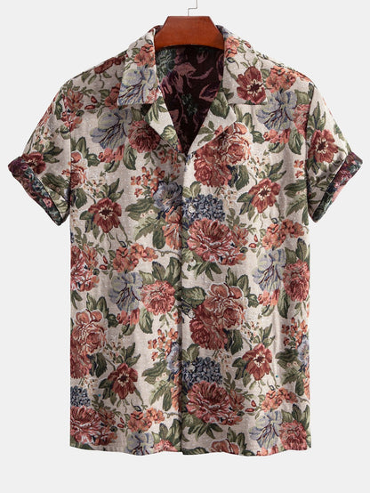Floral Jacquard Cuban Shirt & Shorts