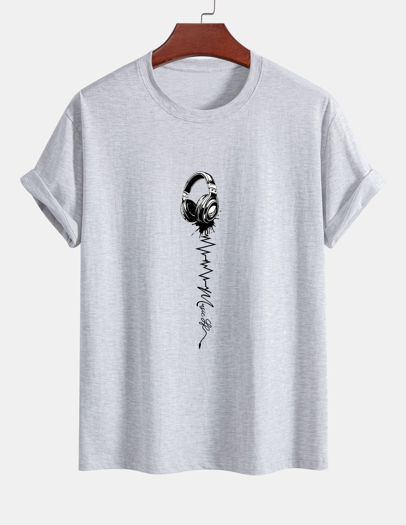 Regular Fit Earphone Print Cotton T-Shirt