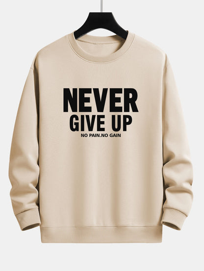 Never Give Up Print Relax Fit Sweatshirt