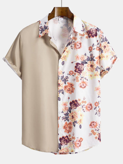 Floral Patchwork  Print Button Up Shirt
