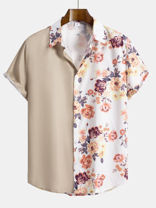 Floral Patchwork  Print Button Up Shirt