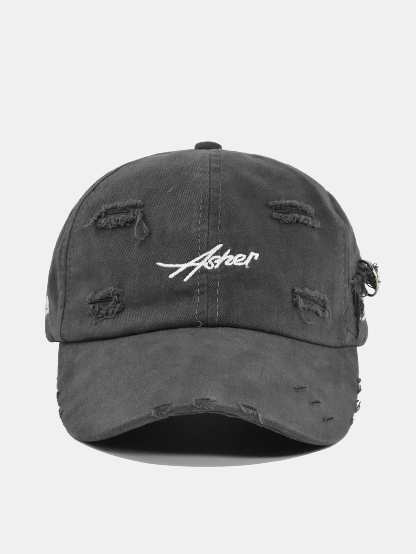 Retro Asher Embroidery Washed Distressed Baseball Cap