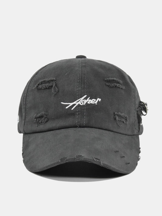 Retro Asher Embroidery Washed Distressed Baseball Cap