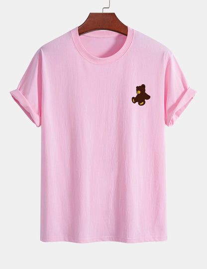 Regular Fit Teddy Bear Print Cotton T-Shirt