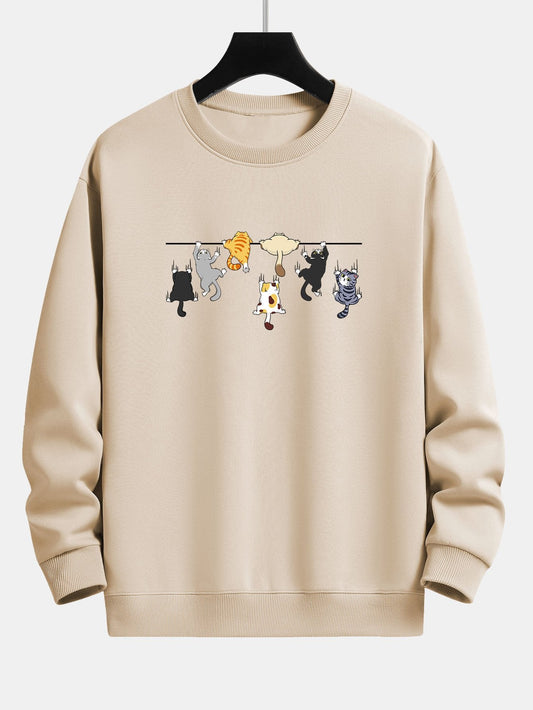 Climbing Cats Print Relax Fit Sweatshirt