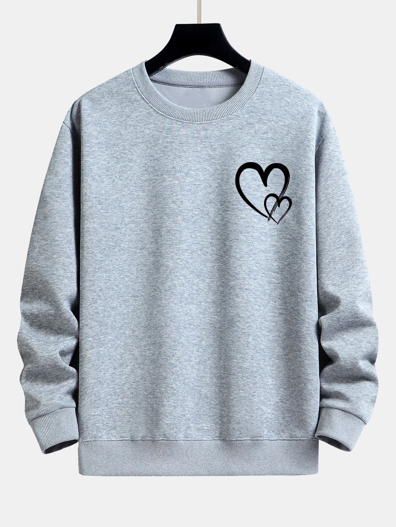 Doodle Heart Print Relax Fit Sweatshirt