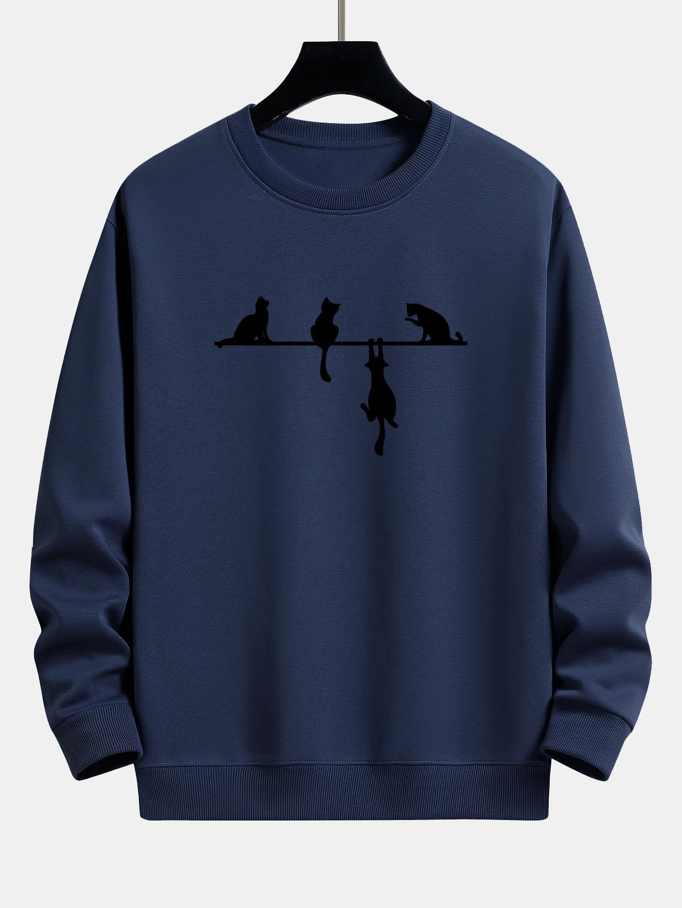 Silhouette Cat Print Relax Fit Sweatshirt