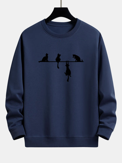 Silhouette Cat Print Relax Fit Sweatshirt
