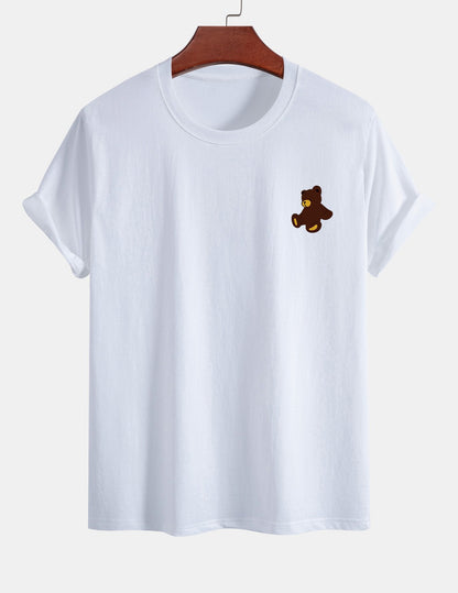 Regular Fit Teddy Bear Print Cotton T-Shirt