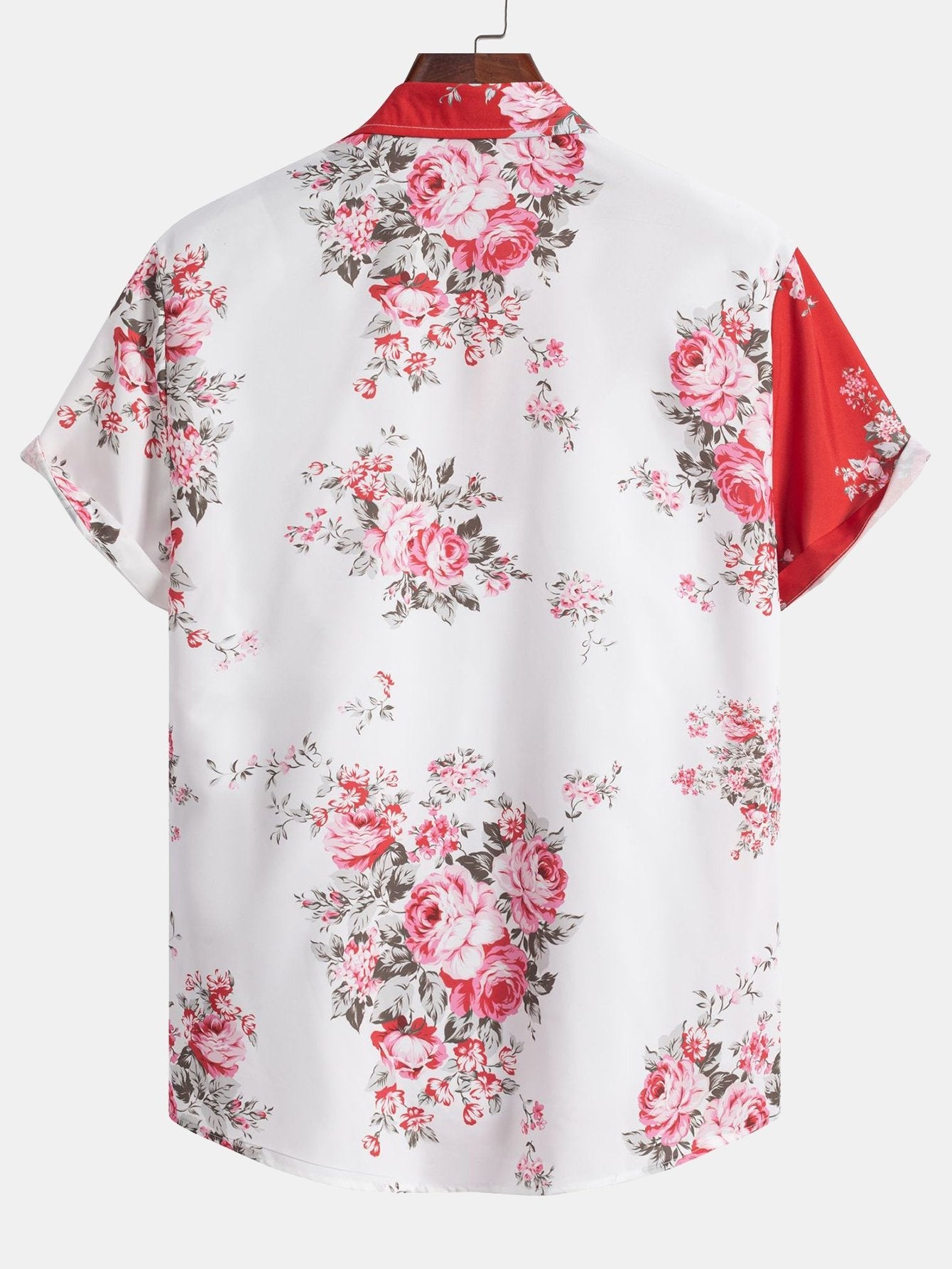 Two Tone Rose Print Button Up Shirt