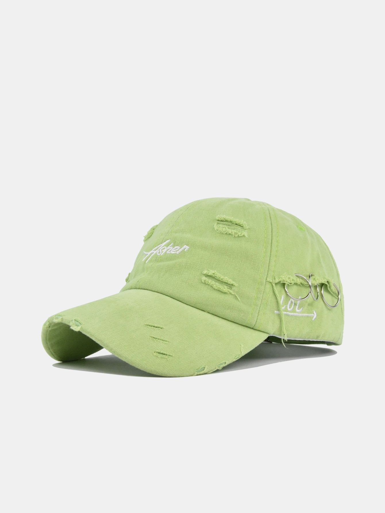 Retro Asher Embroidery Washed Distressed Baseball Cap