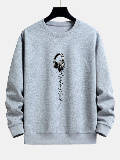 Earphone Print Relax Fit Sweatshirt