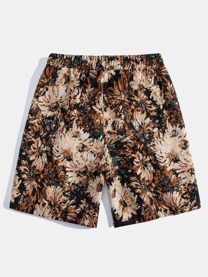 Painted Floral Jacquard Shorts