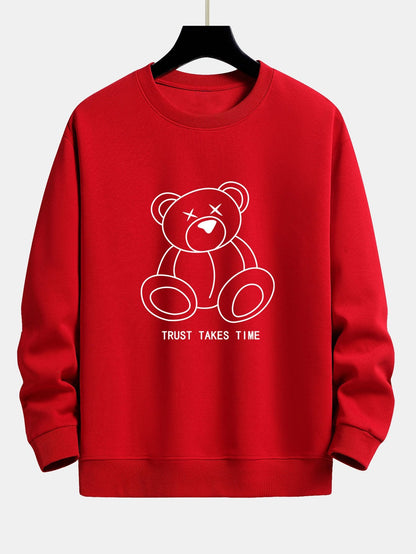 Simple Bear Print Relax Fit Sweatshirt