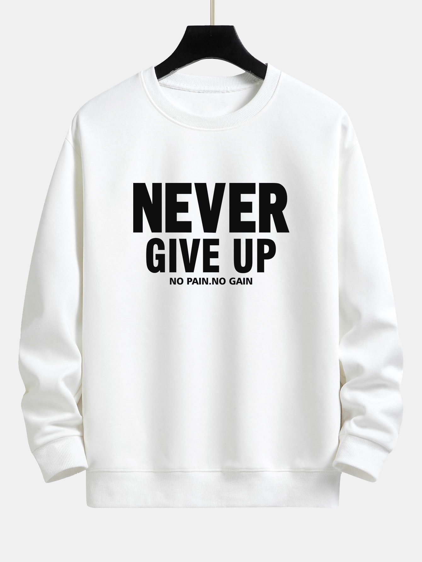 Never Give Up Print Relax Fit Sweatshirt
