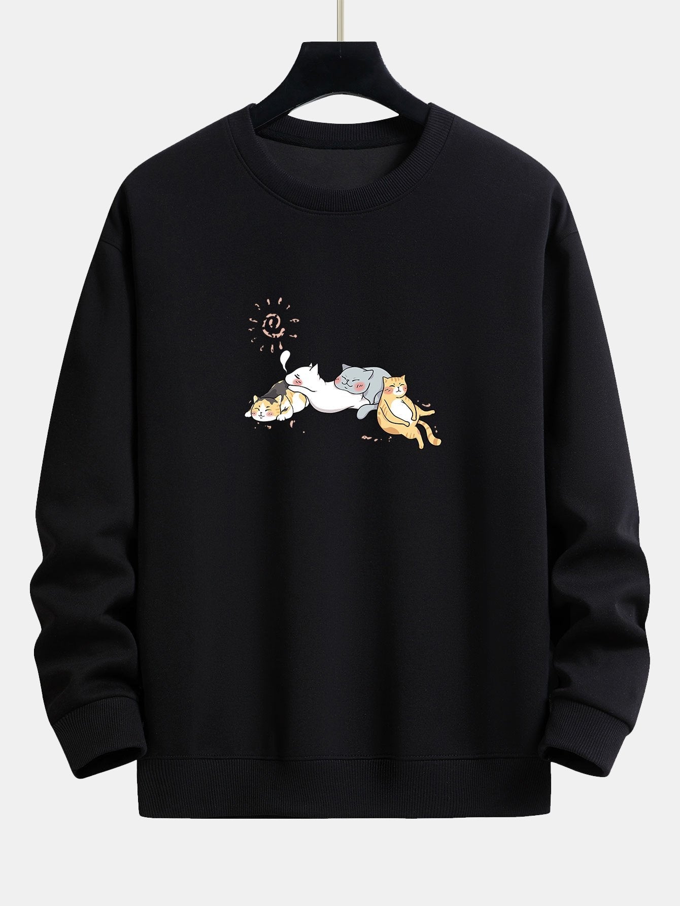 Napping Cat Print Relax Fit Sweatshirt