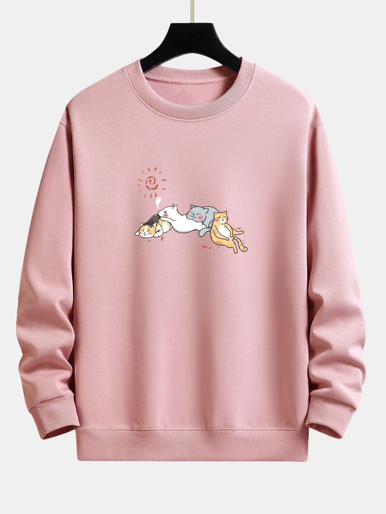 Napping Cat Print Relax Fit Sweatshirt