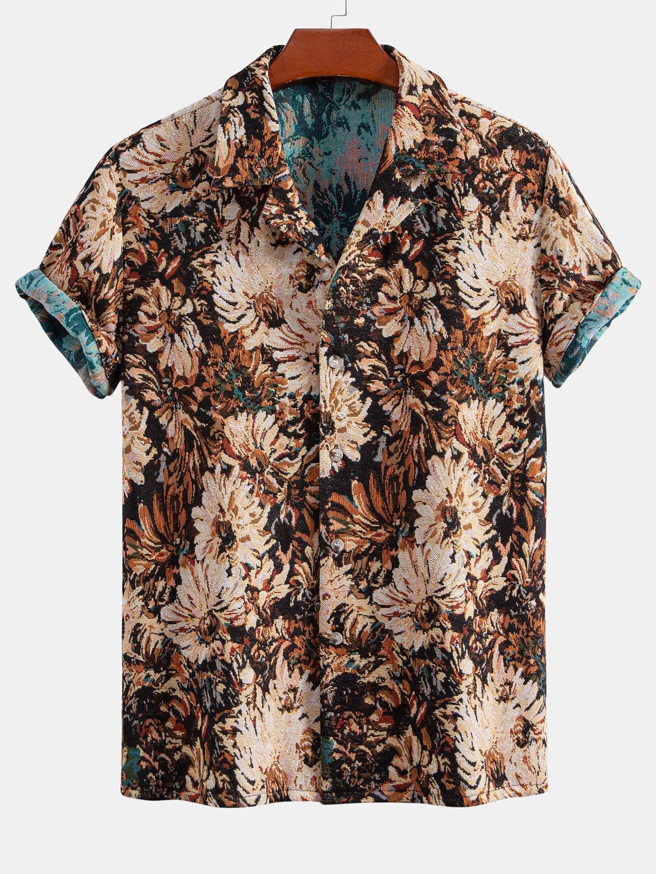 Painted Floral Jacquard Cuban Shirt