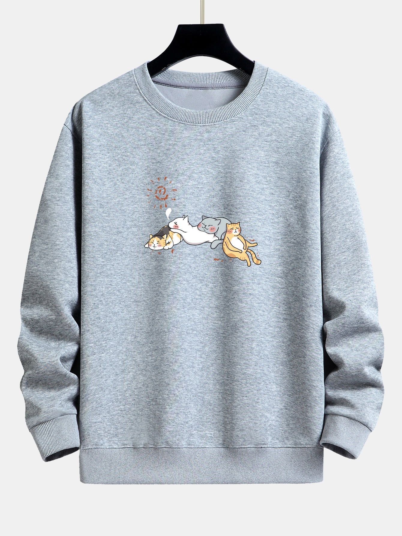 Napping Cat Print Relax Fit Sweatshirt