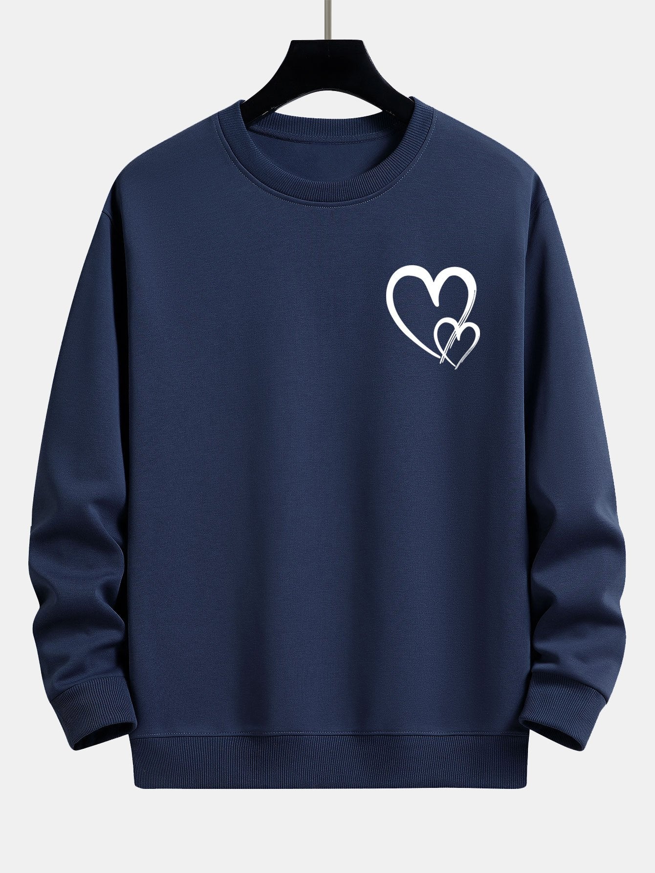 Doodle Heart Print Relax Fit Sweatshirt