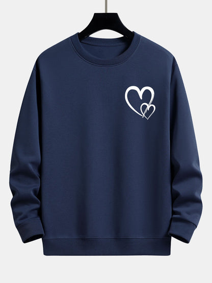 Doodle Heart Print Relax Fit Sweatshirt