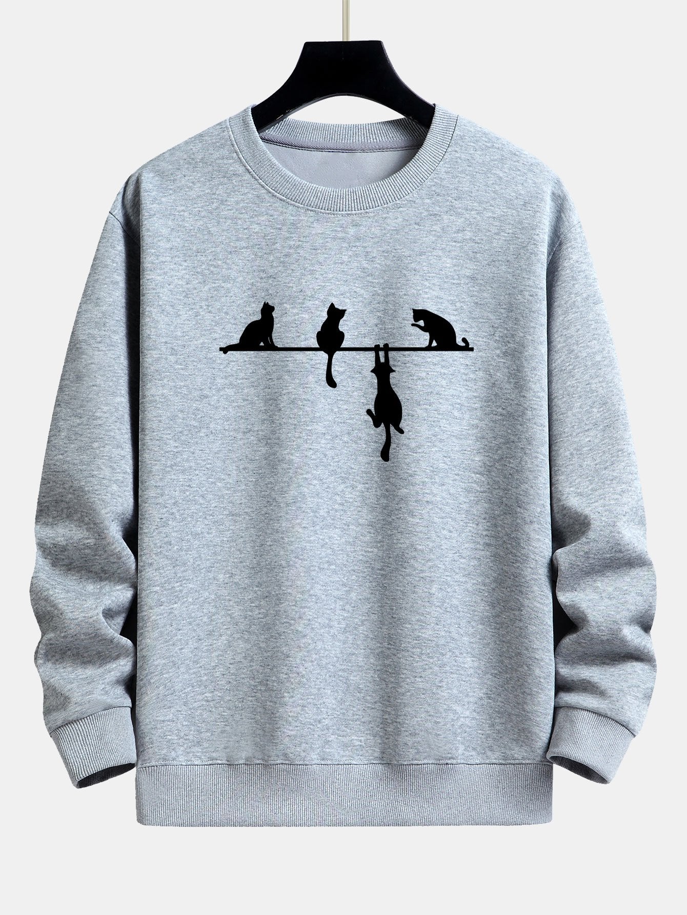 Silhouette Cat Print Relax Fit Sweatshirt