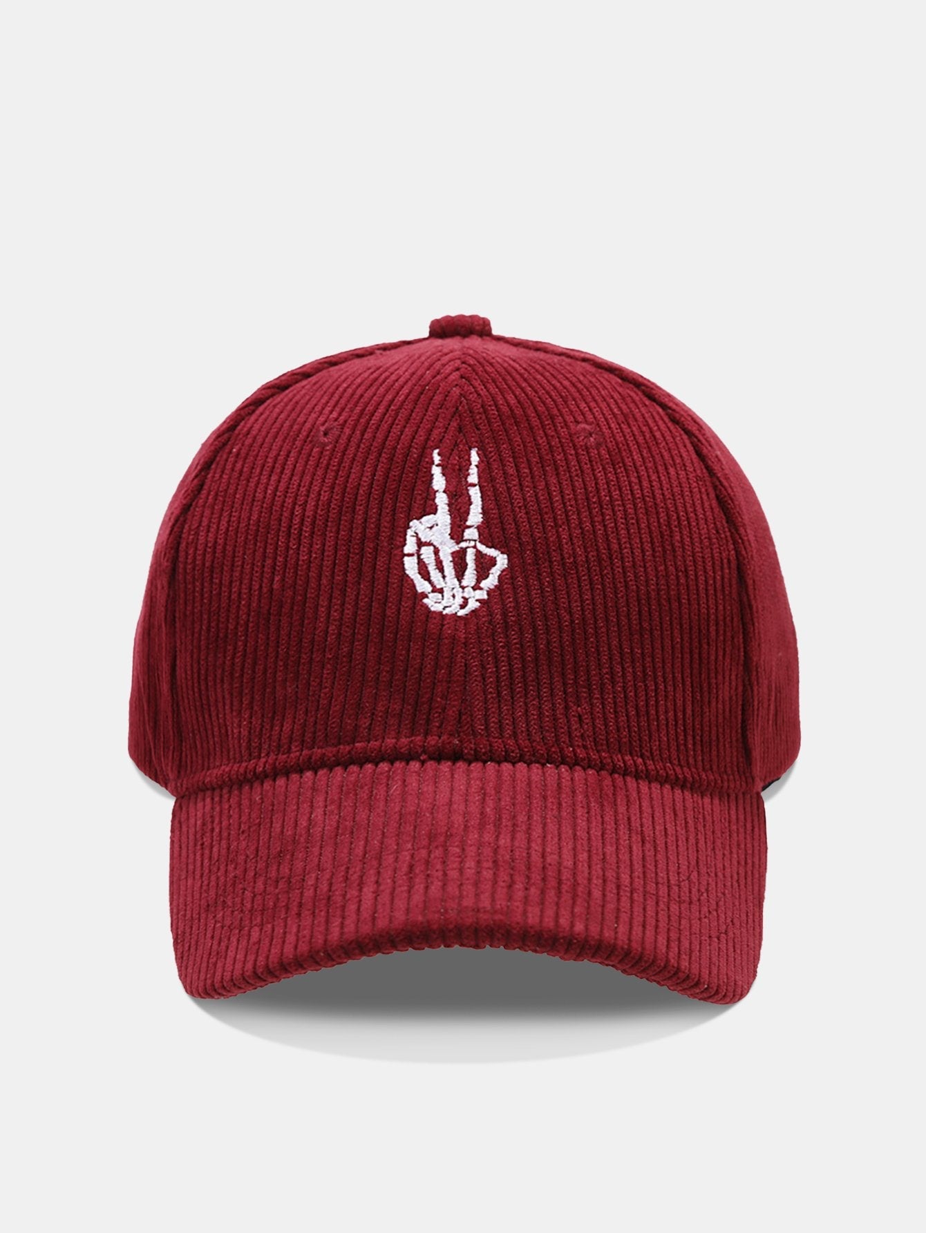 Skeleton Hand Embroidered Corduroy Baseball Cap