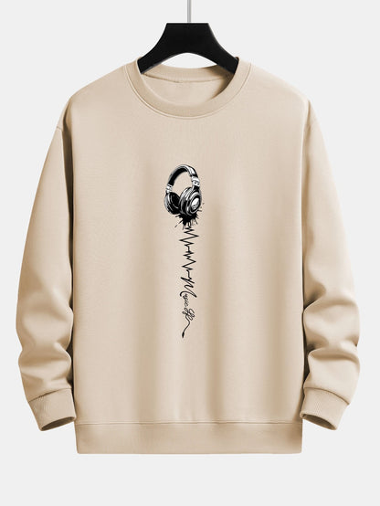 Earphone Print Relax Fit Sweatshirt