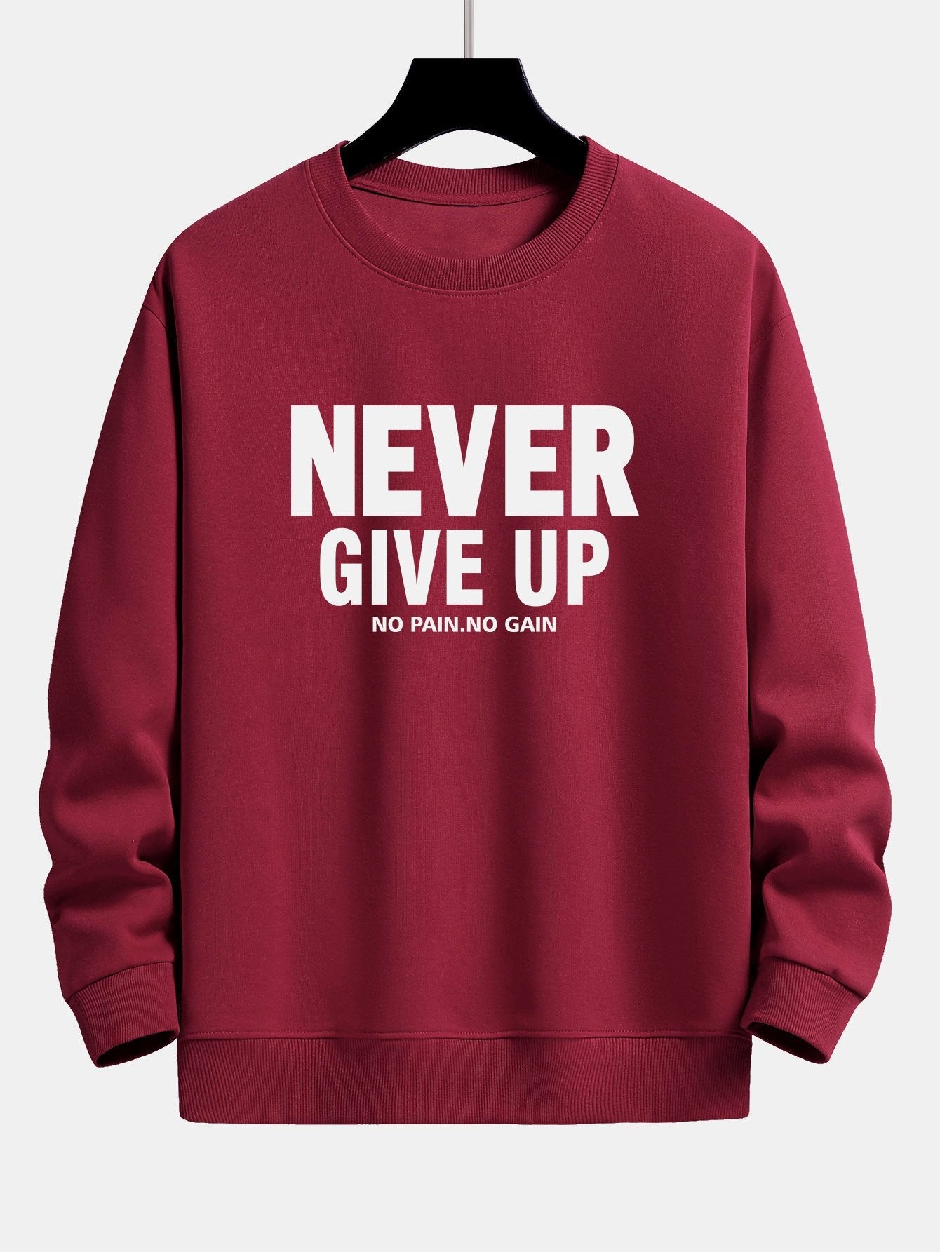 Never Give Up Print Relax Fit Sweatshirt